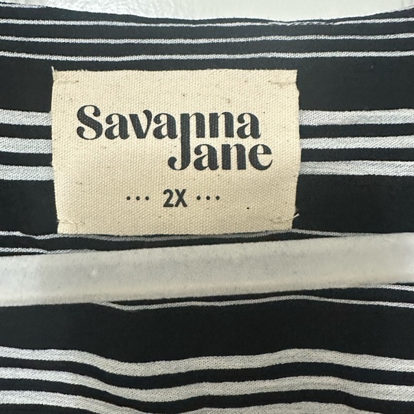 Savanna Jane embroidered Black and White Striped Floral Blouse NWOT - Picture 5 of 5